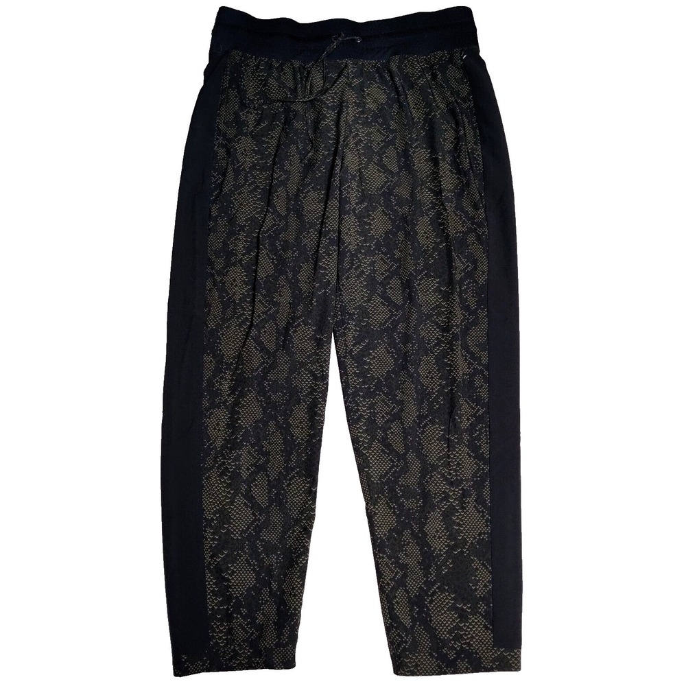 JESSICA SIMPSON ACTIVE Women Large Black Green Snakeskin Print Pull-on Pants